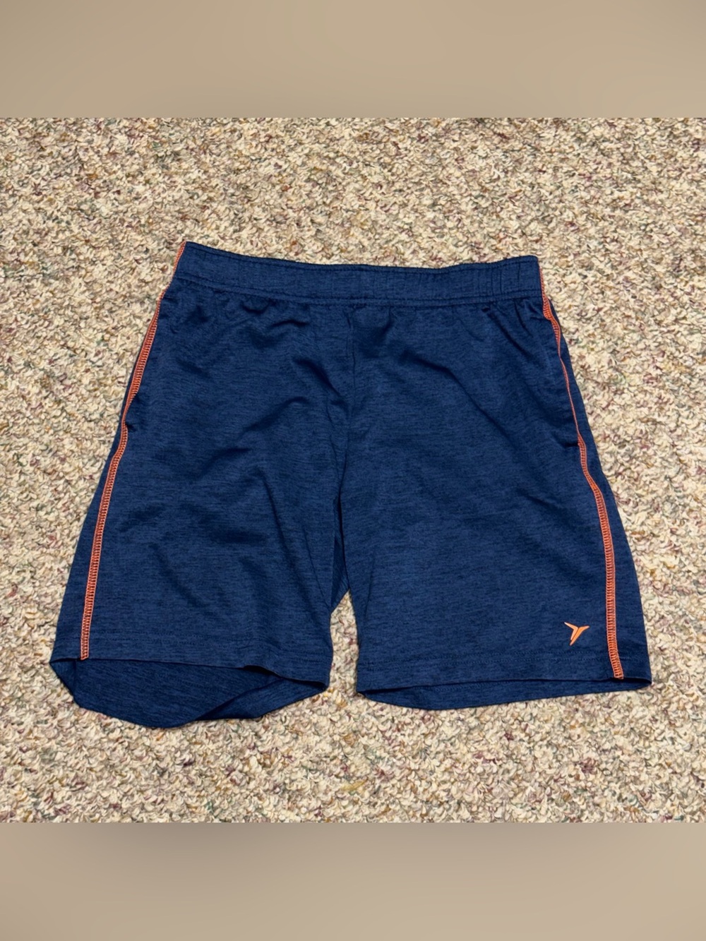 Boys size 8 shorts Performance Navy Shorts with Orange Trim